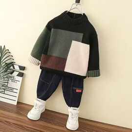 男童毛衣秋冬2024新款儿童冬季加绒打底衫冬款男宝宝冬装加厚上衣