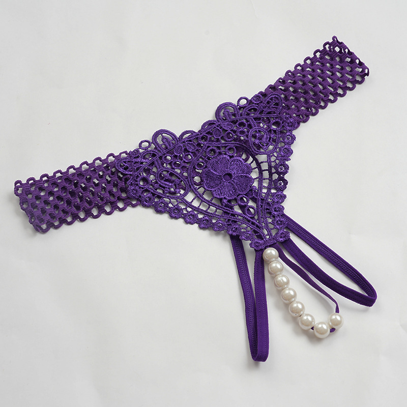 Foreign Trade European and American Style Women's Thong Panties with a String Inside and a Pearl Inserted Inside, Emotional T-Pants