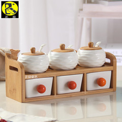 5ZV7批發家用廚房有蓋精緻調味罐陶瓷屜式調料盒佐料盒調味盒玻璃