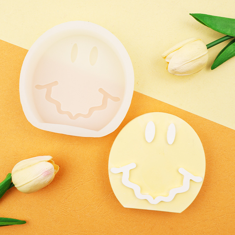 Smiley jabón redondo aromaterapia vela molde de yeso DIY hecho a mano fondant pastel chocolate mousse Silicona