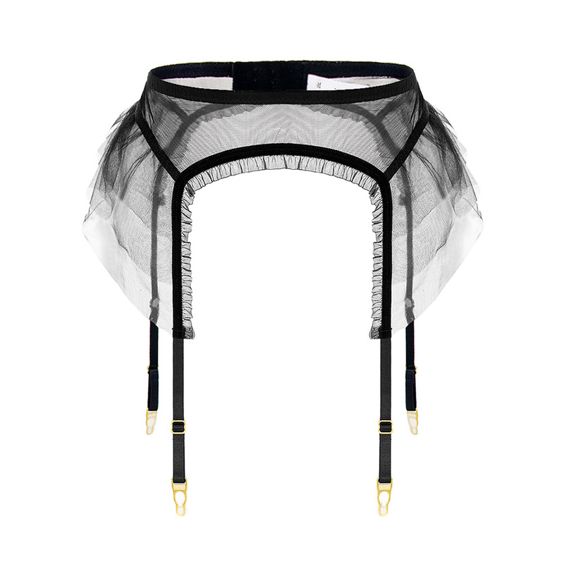 [Clearance] sexy mesh ultra-thin garter belt waist seal ruffled fun retro perspective garter clip female welfare