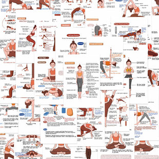 32 English Yoga Asana Note Stickers, Dance Basic Skills, Body Shaping, Decorative Wall Desktop Protection