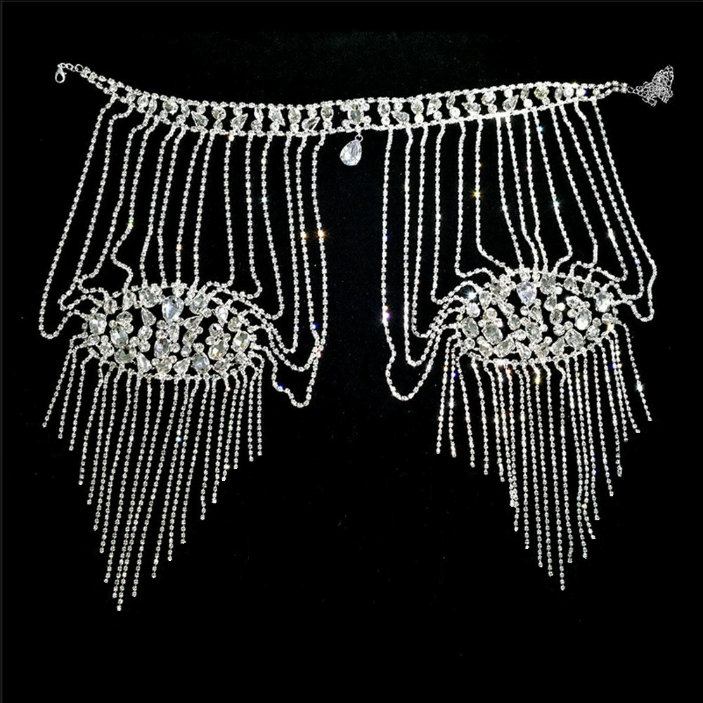 Cloak with tassels, accessory, crystal necklace, European style, high-quality style