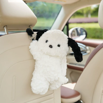 Cute Puppy Car Tissue Box Car tissue box/set - dog-tissue-box-white