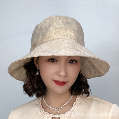 新しいスタイルの女性用日よけ帽子、リネンの明るいシルクの日よけ帽子、大きなつばの日焼け止めとUV保護の漁師の帽子、春と夏の在庫あり