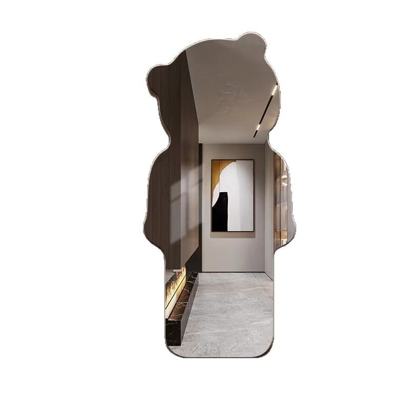 Espejo de cuerpo entero con diseño de oso, forma irregular para dormitorio