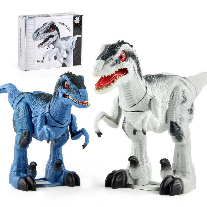 Transfronterizo Amazon control remoto Raptor eléctrico caminando dinosaurio juguete rompecabezas de los niños montado modelo de dinosaurio eléctrico