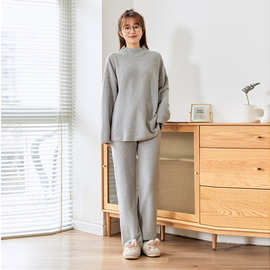 睡衣女套装圆领冬季长袖珊瑚绒软绵绵睡衣家居服日系可爱家居服