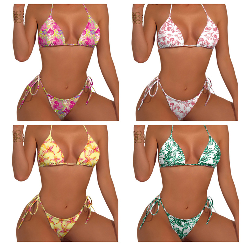 Sexy Hot Girl Style Lace-Up Bikini for Women, European and American Fashion Three-Piece Swimsuit, Hot Spring Beach Vacation Swimwear
