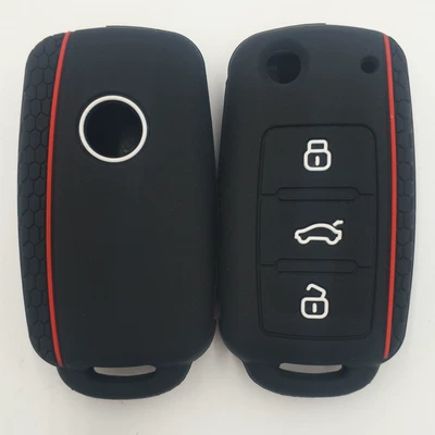 Car supplies wholesale silicone key case suitable for Volkswagen epoxy key case remote control sheath (Static Rod/Key Bag) - black-no-pattern-on-the-back