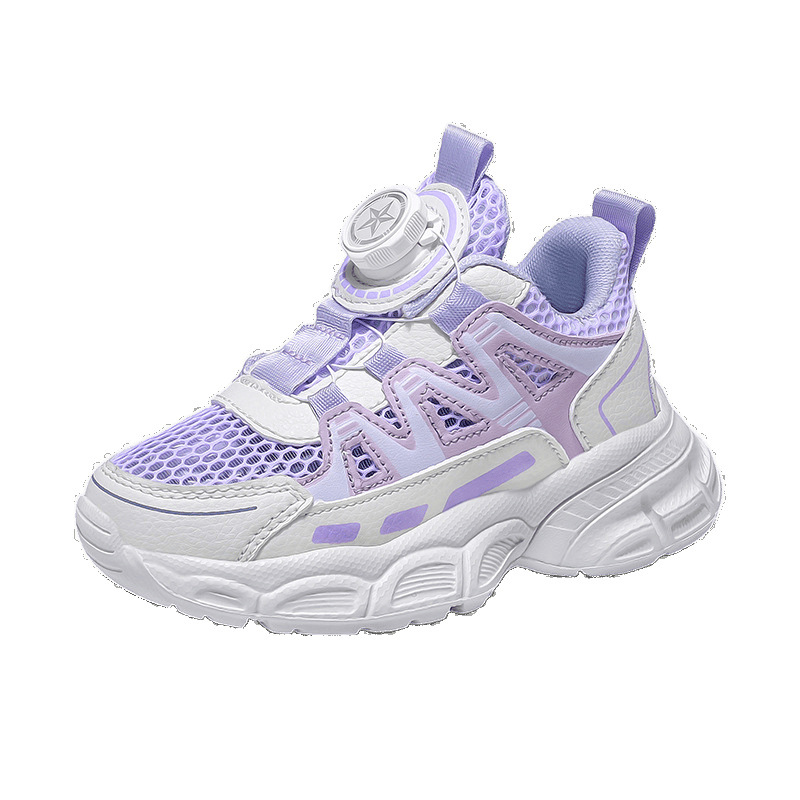 Calzado deportivo para niños nuevo estilo transpirable niña verano niños perilla malla simple zapatos de malla niña zapatos blancos zapatos deportivos