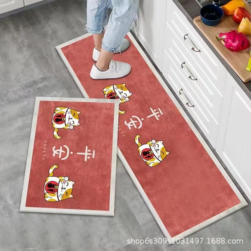 Alfombra de piso de cocina fábrica al por mayor puerta larga alfombra antideslizante alfombra de cocina alfombra de puerta de dibujos animados del hogar estera de la puerta