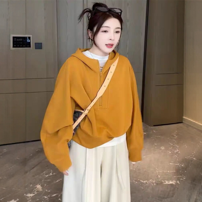 Hooded Sweatshirt Jacket Women's Short Autumn and Winter New Style 2025 American Retro Style High-End Small Top