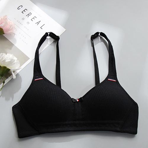 Summer pure cotton thin unlined girl's underwear for women high school and college students Korean version simple ribbed bra