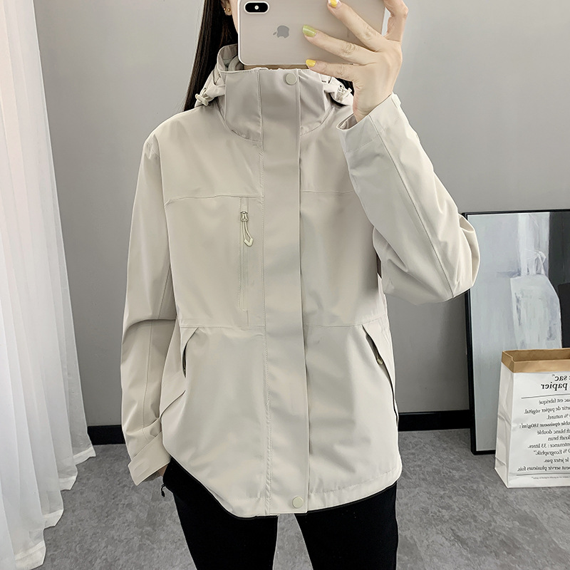 2024 New Spring and Autumn Winter Outdoor Plaid Waterproof Windproof Thick Hiking Jacket Women's Trendy Men's Outerwear