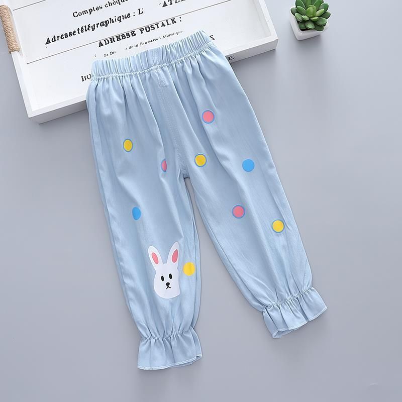 ジーンズ、レディースパンツ、夏用薄手パンツ、女の子ベビー防蚊パンツ、夏用オリンピックアイスシルクコットン子供服|undefined