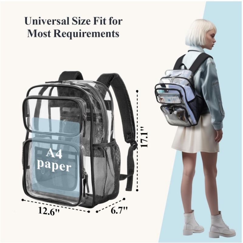In-stock Amazon New Large Backpack, Heavy-duty PVC Transparent Backpack Suitable For College And Work_voghion.com