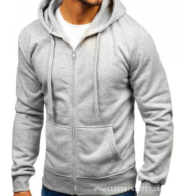 2025 Cross-Border Men's Zipper Sweatshirt Fleece-Lined Hoodie Cardigan Hoodie Manufacturer Wholesale with Logo Printing