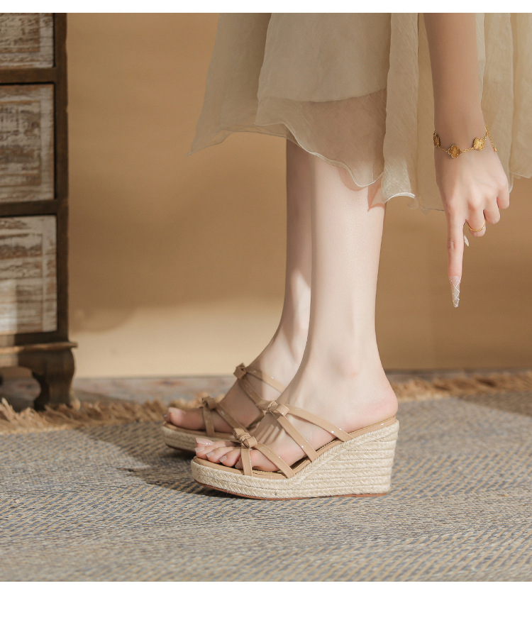 Sandal cao gót nữ hở mũi đế xuồng bện thừng gót 9 cm — màu trắng ngà chi tiết 13