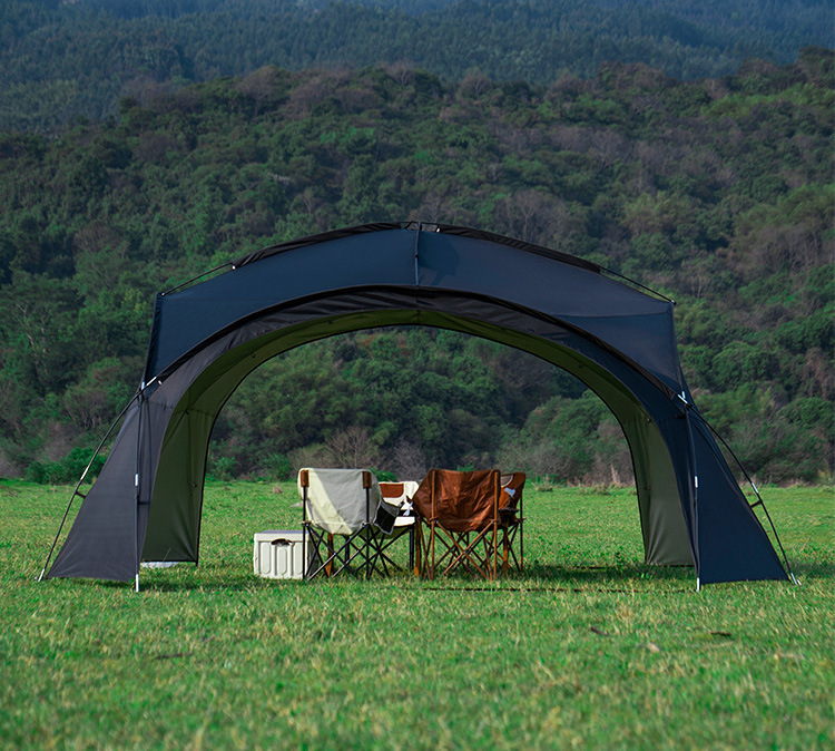 Customized Four-Sided Ventilation Dome Outdoor Canopy for Multi-Person Camping, Sunshade Silver-Coated Large Tent, Rainproof Canopy