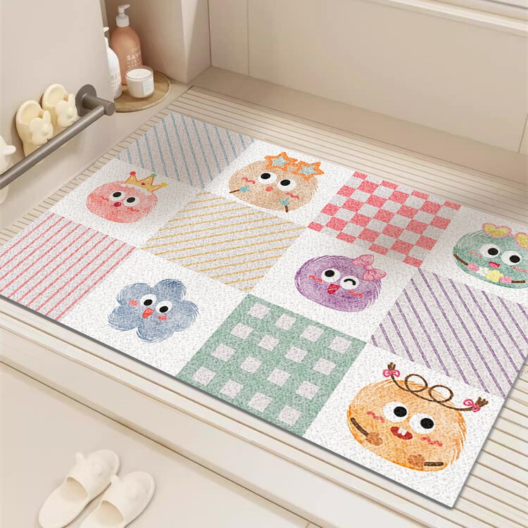 Cartoon Hair Ball Bathroom Floor Mat Children's Bath Anti-Fall Drain Floor Mat Shower Room Hollow Wire Ring Anti-Slip Floor Mat