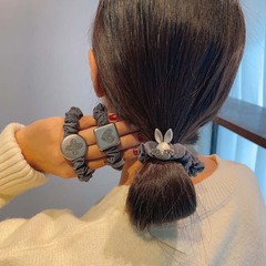 輕奢水鑽兔子發圈高級灰小腸圈頭繩女孩丸子頭幸運草愛心秋冬發繩