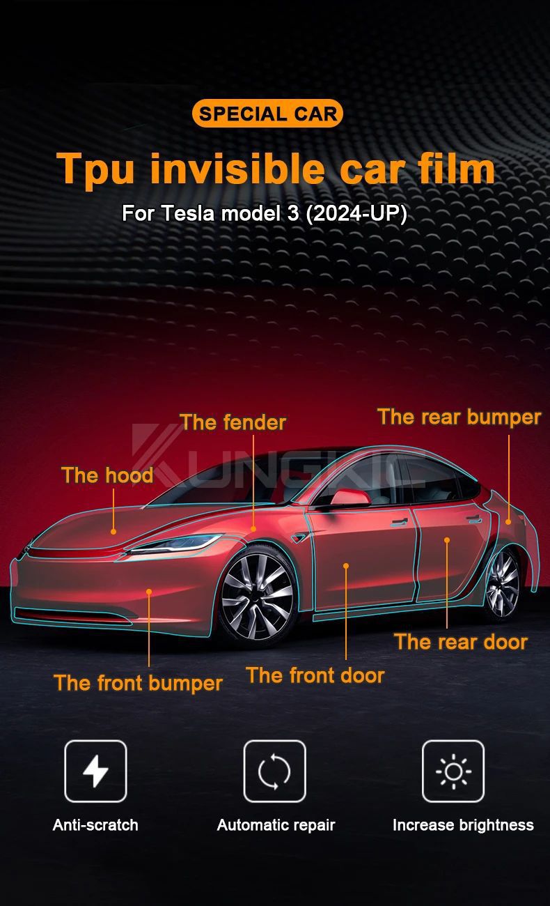 Suitable for 24 Tesla model3 Huanxin Edition Professional Invisible Car Clothing TPU Paint Protective Film PPF Cross Border