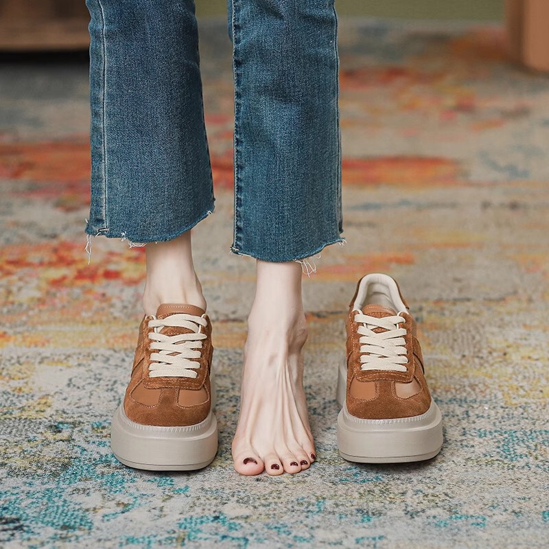 Strict selection ~ 9CM small height training shoes women's 2024 brown platform shoes sponge cake leisure sports board shoes