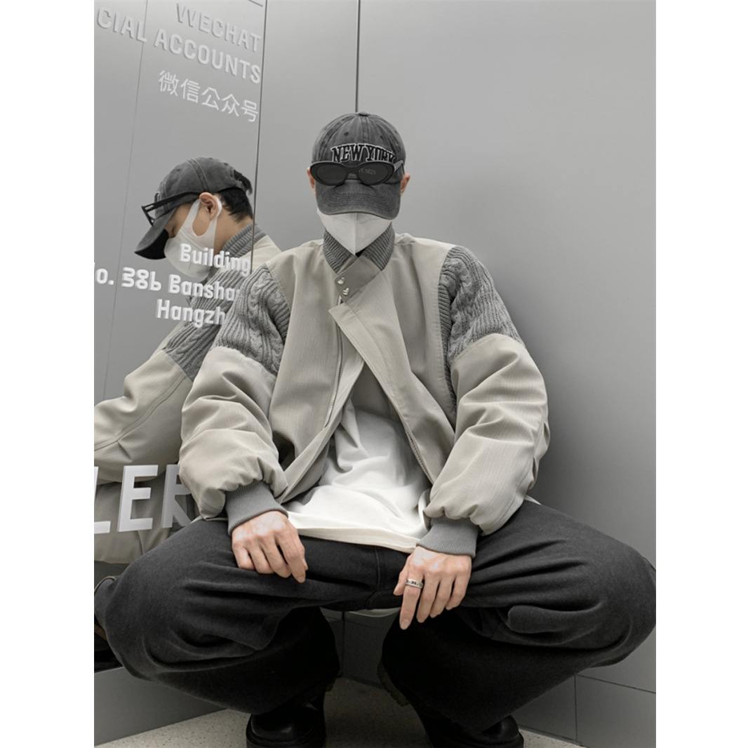 2023 nueva marca de moda Nacional Americana gris piloto chaqueta niños retro suelta chaqueta de béisbol primavera y otoño