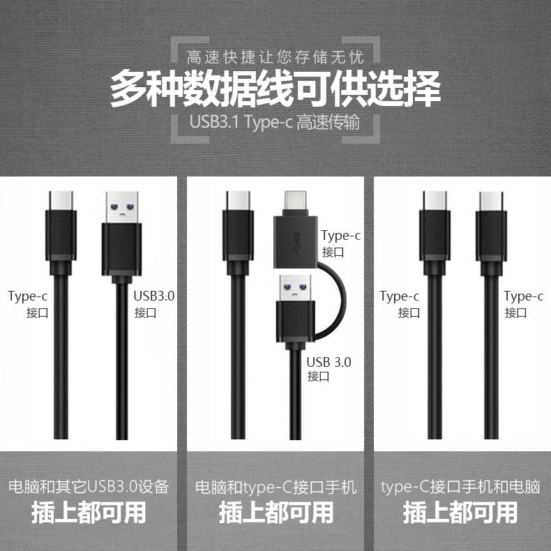 Shuole 2.5-inch SATA hard drive 3.1 high-speed box mechanical solid-state SSDTYPE-C external mobile hard drive box