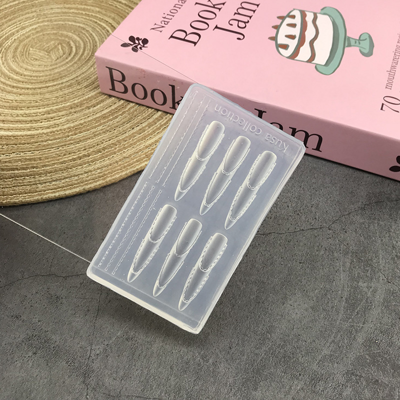 跨境批发蝴蝶结硅胶美甲模具立体链条串珠浮雕花纹穿戴甲装饰工具|undefined