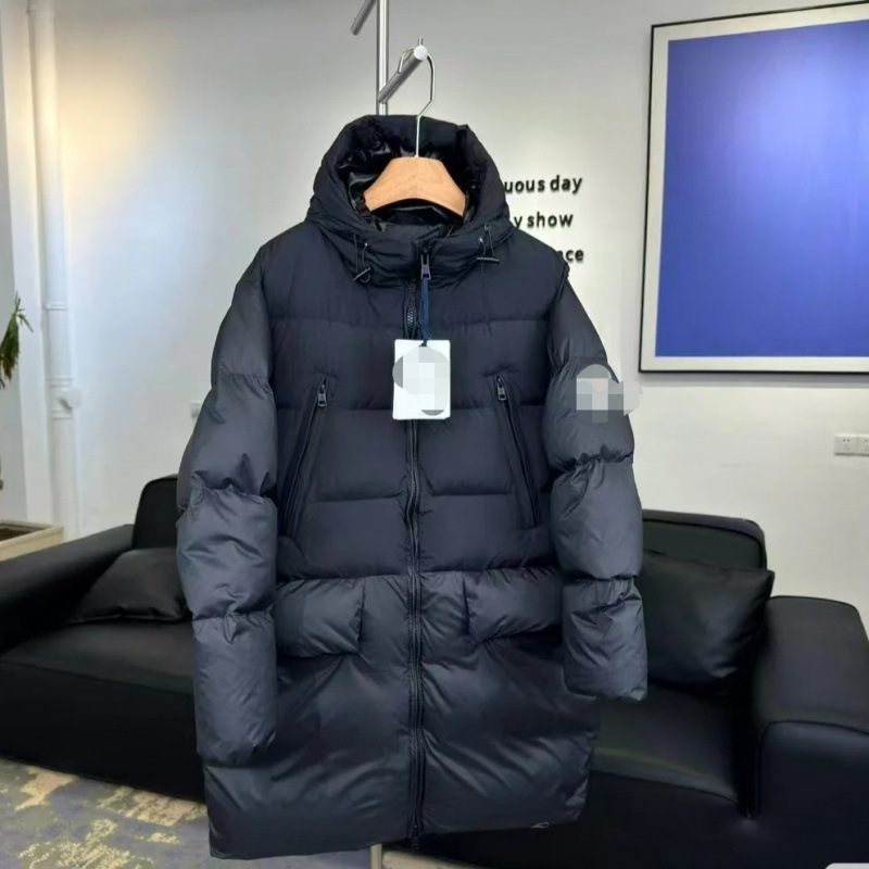 Cross-Border High-End Moncler down Jacket with Matte Finish, Long Style, Large Logo Emblem, Hanover, Large Pockets, Unisex Coat