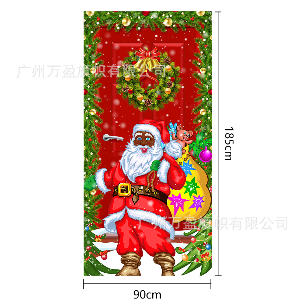 2025 nuevos productos de navidad cortina de bandera Santa Claus para ver la hoja de regalo decoración de tela colgante Bandera de bienvenida de Navidad