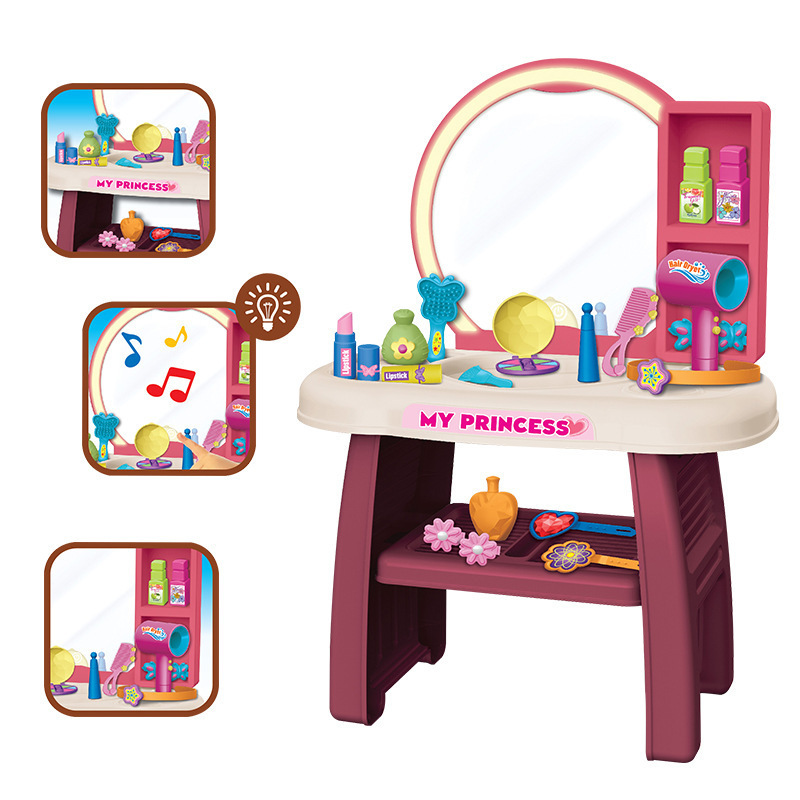 Transfronterizos niños simulación de vestir maquillaje con iluminación de inducción música joyería de niña juguetes caseros
