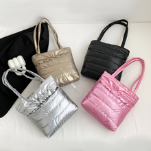 跨境百搭大容量棉服托特包包女bags2023冬流行新款简约腋下单肩包