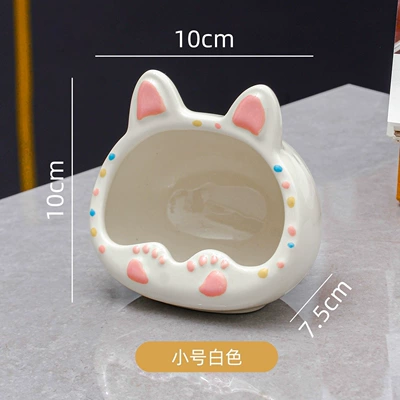 Car ashtray cute for bedroom and living - milk-white-cat-ashtray-small-size