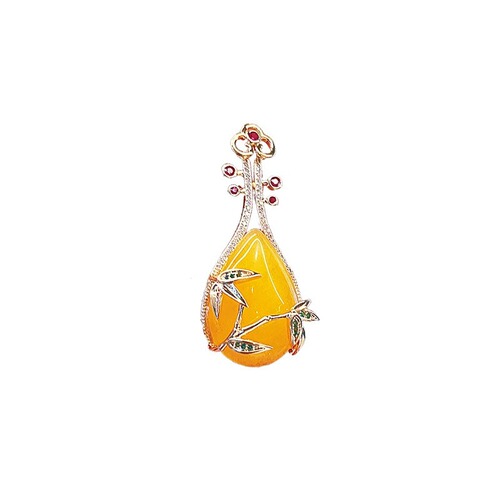 Antique pipa high-end luxury brooch design anti-exposure pin musical instrument retro autumn and winter coat corsage