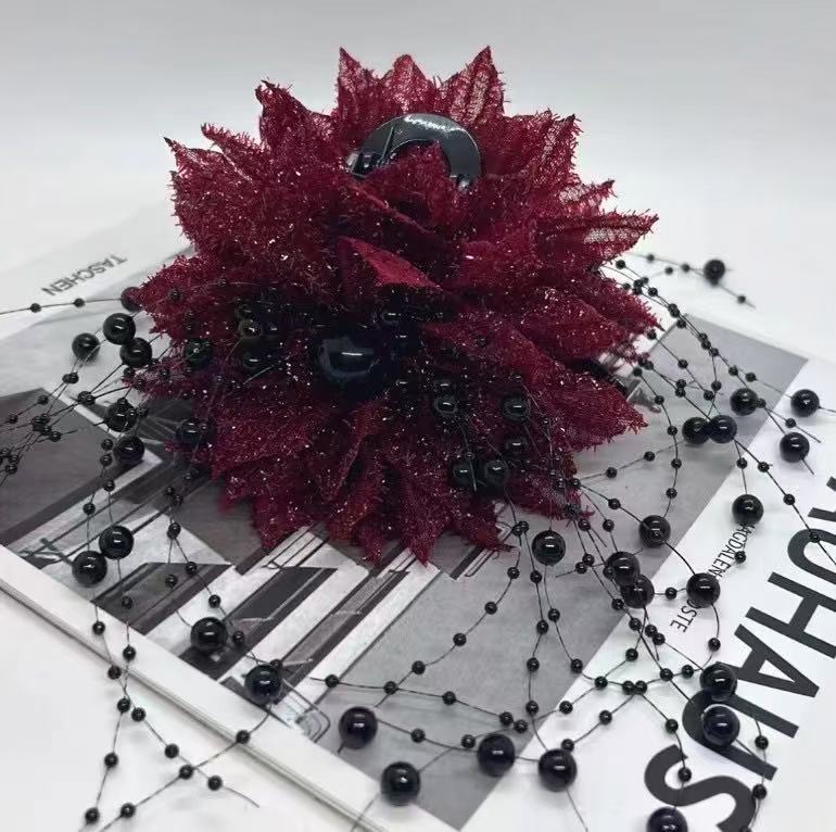 레드 다이아몬드 싱글 플라워 클립-13CM