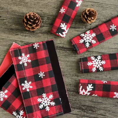 Christmas Red Plaid Electrical Appliance Handle Cover Refrigerator Microwave Oven Decorative Handle Dustproof Non-Slip Protective Cover (Universal seat cover) - christmas-1pc138cm368cm
