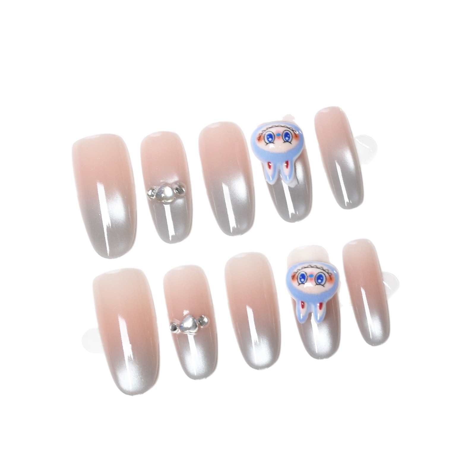 Paño de tela de tela de tela de tela de tela de tela de tela de tela persiguiendo ojos de gato parche de uñas de uñas de uñas desmontables lindo dibujos animados de longitud media