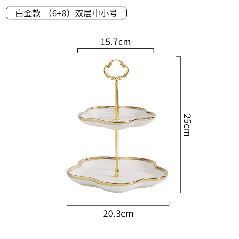 De estilo europeo de tres capas plato de fruta de cerámica sala de estar hogar creativo tarde té postre pastel de dulces postre estante plato de fruta seca
