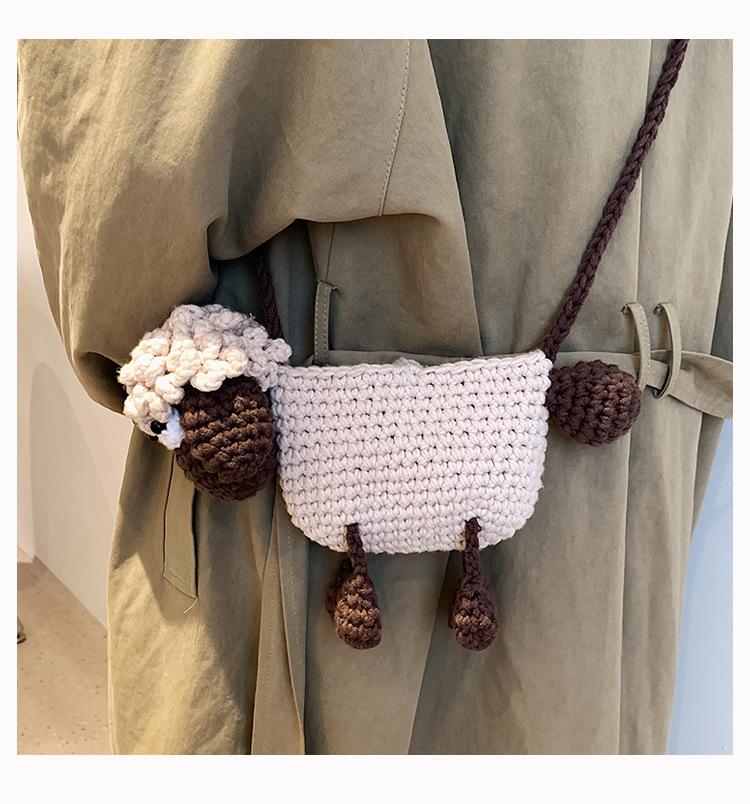 Handgehaakte schoudertas van wol met schaap motief voor dames_voghion.com