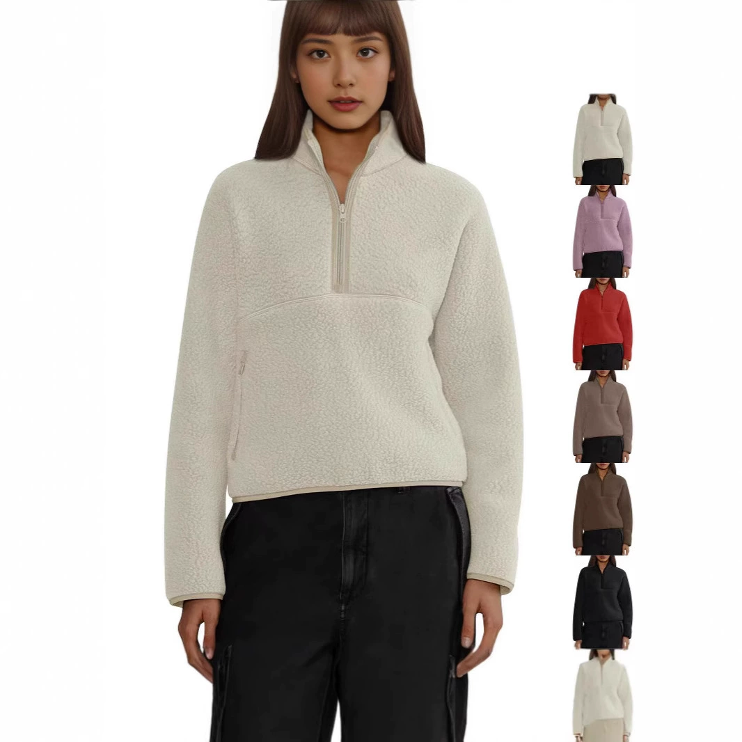 Универсальные женские топы, повседневные женские толстовки на молнии до середины груди, свободные топы для женщин