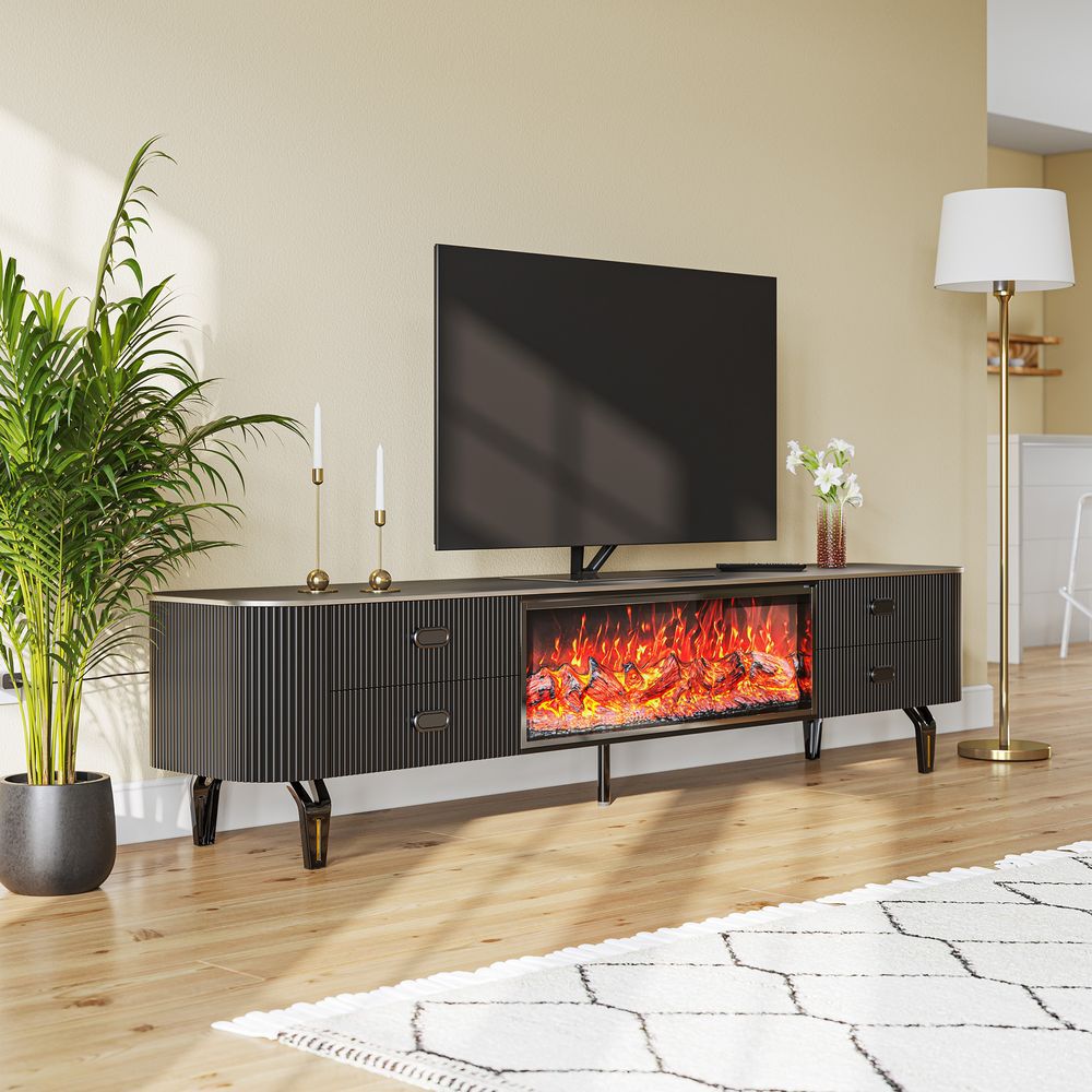 French Entry Luxury Fireplace TV Cabinet 3D Simulation Flame Fake Stove Counter TV Display Cabinet Global Export Standard