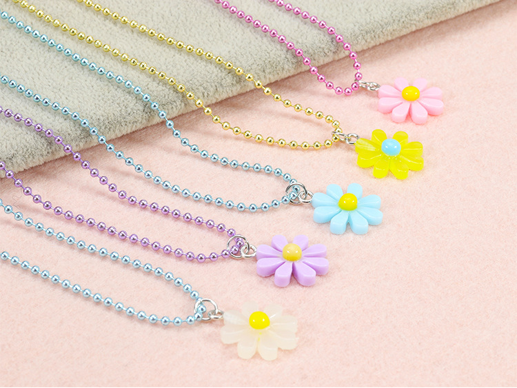 Cute Sweet Pastoral Flower Arylic Girl's Rings Necklace display picture 4