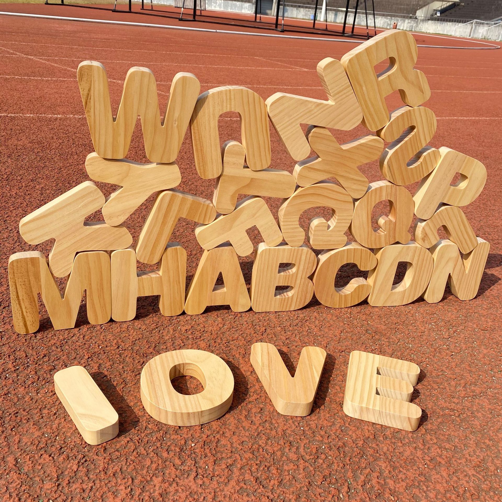 De madera para niños 26 letras en inglés palabras de ortografía jardín de infantes grandes bloques de construcción equilibrio apilamiento alto apilamiento juguetes educativos