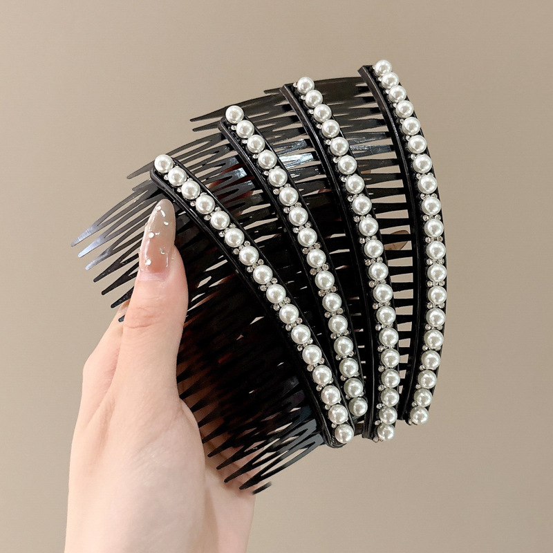 Pinza para el cabello de perlas peine para el cabello de la parte posterior de la cabeza femenina peine insertado flequillo clip para el cabello artefacto de acabado de cabello roto clip para el cabello tocado para el cabello