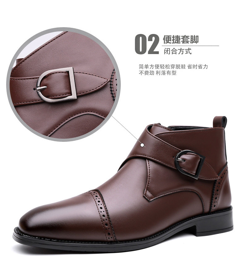 Bốt Chelsea nam cổ ngắn cỡ lớn, khóa kéo bên hông, phong cách Anh Quốc, bốt Martin — Màu nâu, màu đen chi tiết 11