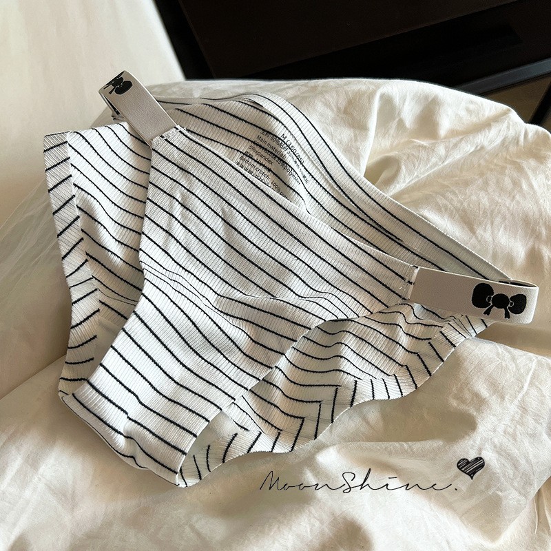 8062 # Senyu Sweet Tea Ropa interior japonesa sin costuras para mujer, tenedor alto, cintura media, chica, rayas de viento, simple