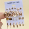 Fashion gold hoop earrings ladies pearl punk earrngs set